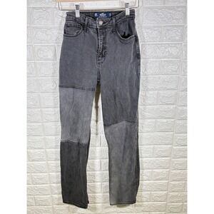 Hollister Ultra High Rise Dad‎ Jeans W23 L31 Black Wash Colorblock Denim